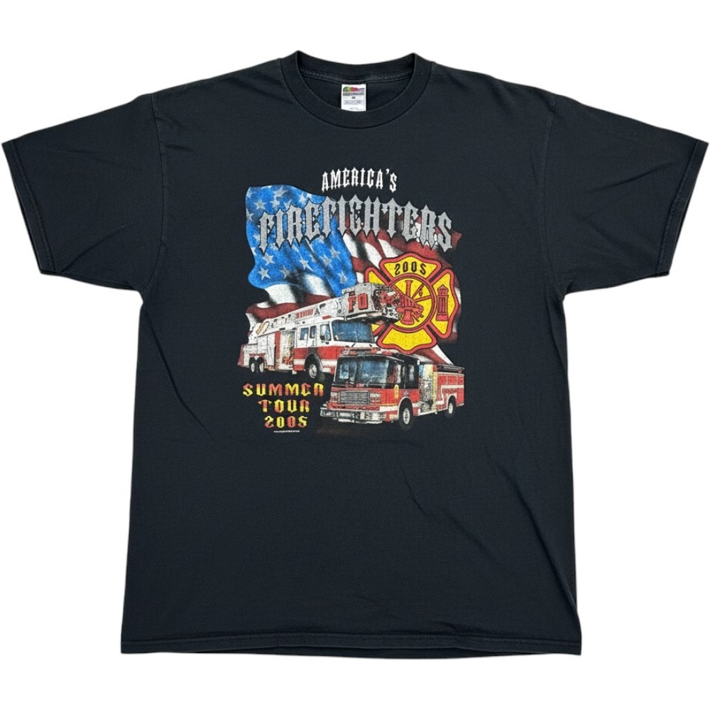 Americas Firefighters Summer Tour 2005 Fruit Of The Loom T Shirt Cotton Black XL